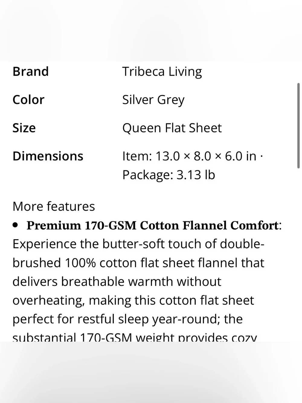Ultra-Soft Oversized Flat Sheet 100% Cotton Flannel 18” Deep QUEEN GRAY